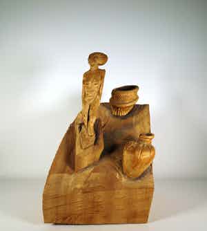 Emile van der Kruk - Hout, Kunstuitleen in Egypte verkocht voor € 250!