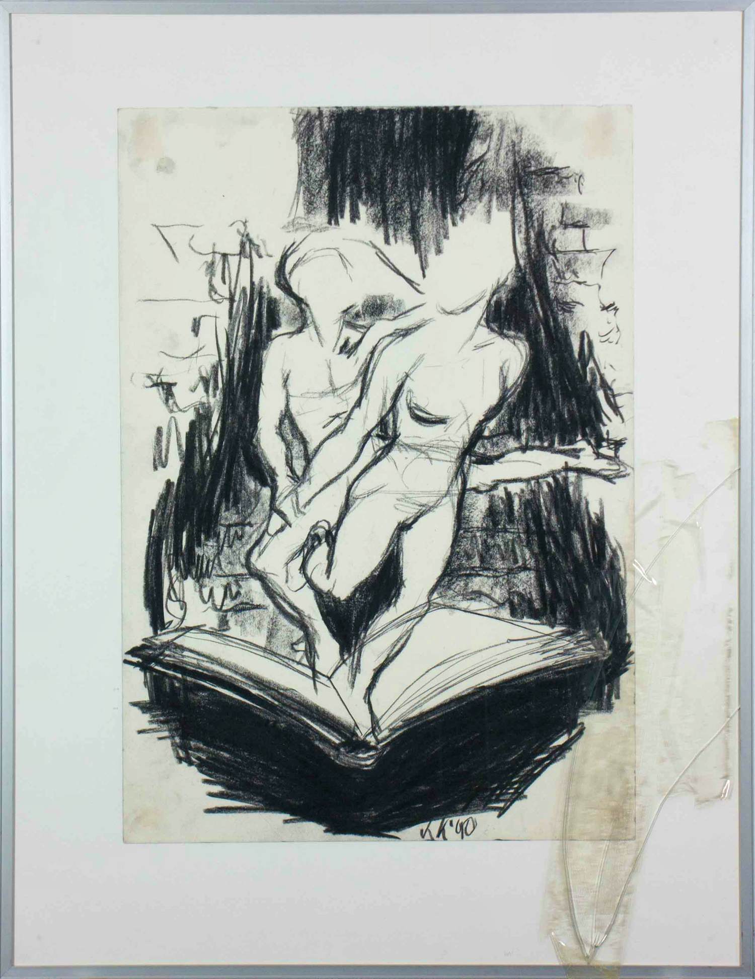 Kees Koomen - Houtskool op papier, De dans 90 - Ingelijst kopen? Bied vanaf 60!