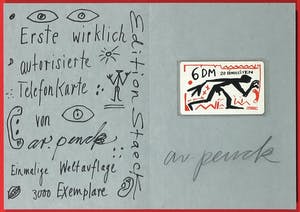 A.R. Penck - Gesigneerde zeefdruk met (ongeopende) telefoonkaart kopen? Bied vanaf 1!