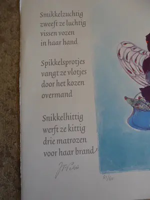 Ada Breedveld - Litho ,Smikkelzuchtig uit 2001, met gedicht van Jan Petrie kopen? Bied vanaf 30!