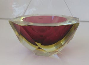 Flavio Poli - Fraai zevenkantig facet geslepen Sommerso glazen schaaltje kopen? Bied vanaf 10!