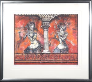 Astrid Engels - Litho, Moerbeispinsters - Ingelijst kopen? Bied vanaf 35!