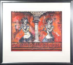 Astrid Engels - Litho, Moerbeispinsters - Ingelijst verkocht voor € 35!