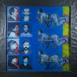 Jan Bollaert - Gemengde techniek op board, Zwemmen of verzuipen (Zeer Groot) kopen? Bied vanaf 100!