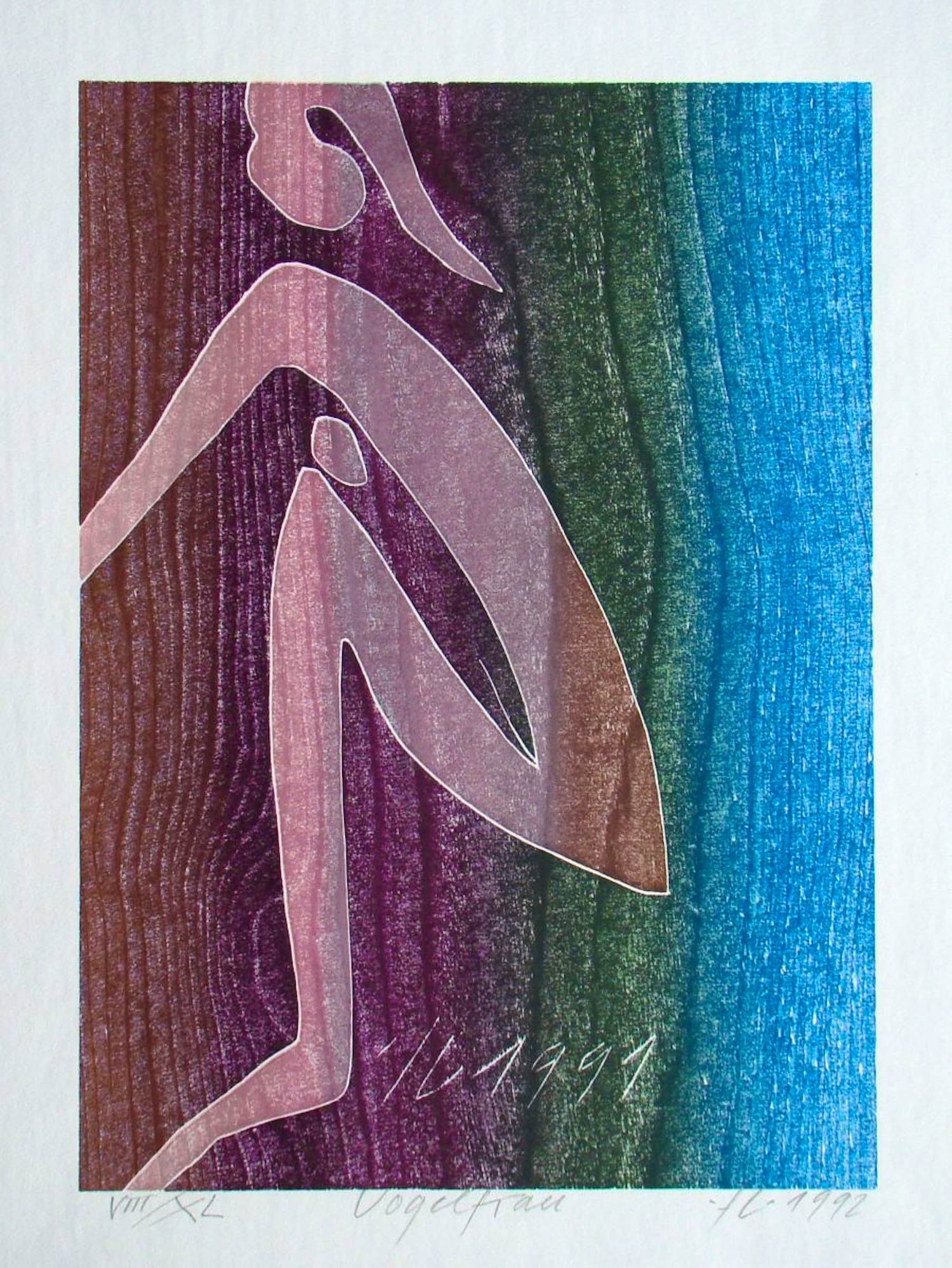 Franz Eggenschwiler - Vogelfrau - 1991 - Originele houtsnede - gesigneerd en genummerd kopen? Bied vanaf 80!