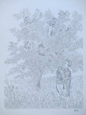 Peter Vos - Zelfportret voor Beestenboom - Litho kopen? Bied vanaf 60!