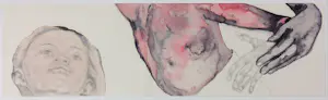 Rineke Marsman - Potlood en aquarel op papier (collage), Zonder titel - Ingelijst kopen? Bied vanaf 125!
