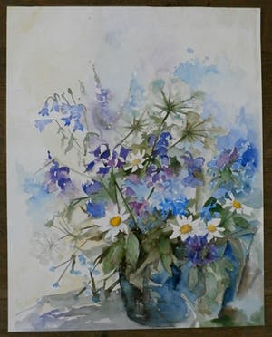 Paul de Vries - Aquarel: bloemen- 1991 kopen? Bied vanaf 150!