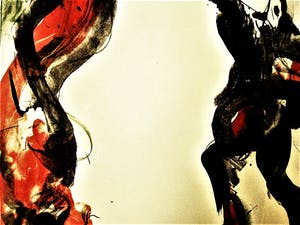 Ger Lataster - Grote abstracte litho - Groen, Oranje en Zwart - 1988 - exclusief ingelijst. kopen? Bied vanaf 65!