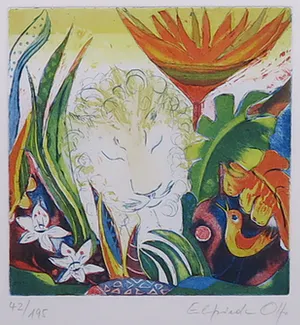 Elfriede Otto - Kleurenets, Sternzeichen Löwe - Ingelijst kopen? Bied vanaf 1!