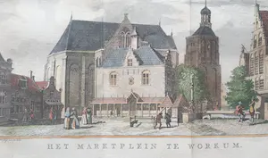 Isaac Tirion - Workum Marktplein D. de Jong Oude Gravure 1782 kopen? Bied vanaf 30!