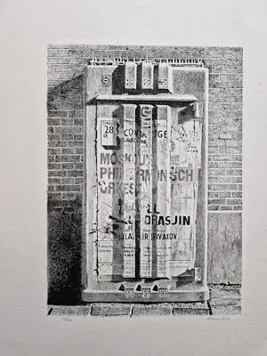 Frans Clement - Grote monochrome litho "Amsterdamse G.E.B. "splitskast" bep. oplage (100) kopen? Bied vanaf 34!