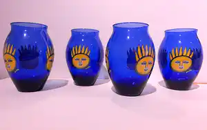 Corneille - 4 vazen Oiseau-Soleil in saffierblauw glas verkocht voor € 115!