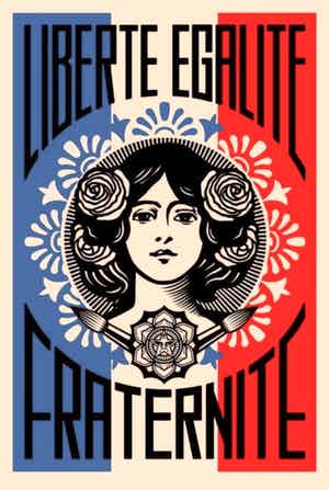 Shepard Fairey - LIBERTÉ, ÉGALITÉ, FRATERNITÉ - gesigneerd verkocht voor € 1!