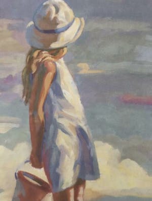 Niet of onleesbaar gesigneerd - Meisje aan het strand kopen? Bied vanaf 1!