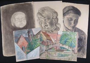 Niet of onleesbaar gesigneerd - Lot van 26 tekeningen in verschillende technieken kopen? Bied vanaf 1!