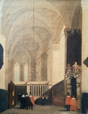 Niet of onleesbaar gesigneerd - Kerk interieur - Olieverf op doek kopen? Bied vanaf 1!