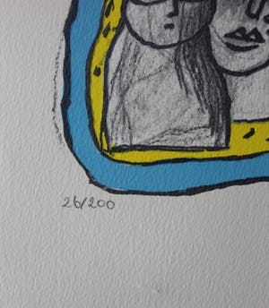 Corneille - zeefdruk: Chat, Femme et Oiseau - 1999 kopen? Bied vanaf 100!