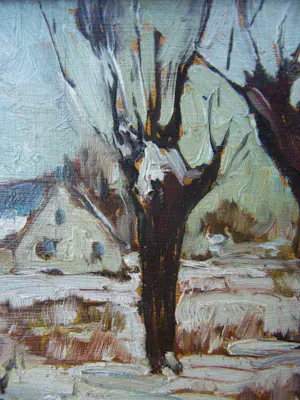 Edmond von Sijben de Maroije - Winterlandschap met knotwilgen. kopen? Bied vanaf 60!