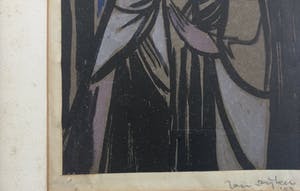 Jan Dijker - Twee Vrouwen | goed bewaarde aquarel/tekening (1953) - ingelijst kopen? Bied vanaf 55!