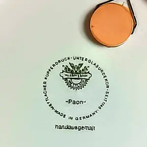 Villeroy en Boch - 2erSet Wandteller Keramik Serie Paon Pfauenmotiv Mettlacher Kupferstich 70er J. kaufen? Bieten Sie von 20!