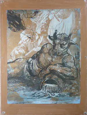 Buy Niet of onleesbaar gesigneerd - MINOTAURUS / KLEURETS / 80x60cm / KADER? Bid from 1!