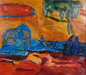 Gerard Schoneveld - Olieverf op hardboard, Brandend zand - Ingelijst kopen? Bied vanaf 80!