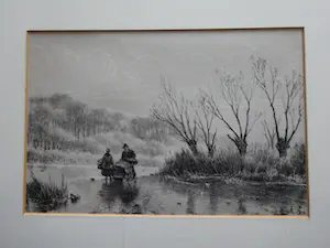 Andreas Schelfhout - ijsgezicht met man en vrouw en slede kopen? Bied vanaf 10!