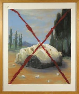 Knikov - Pastelkrijt op papier, What do we do with our heads - Ingelijst kopen? Bied vanaf 70!