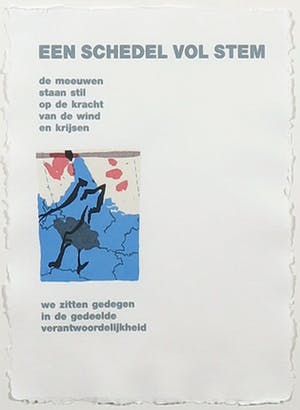 Corneille - en Bert Schierbeek - Zeefdruk en passage uit Een schedel vol stem - Ingelijst kopen? Bied vanaf 120!