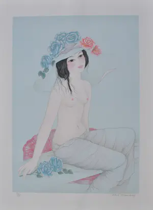 Mara Tran Long - Geisha met een roos, originele gesigneerde lithografie, 1984 kaufen? Bieten Sie von 60!