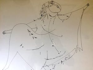 Theo van der Nahmer - Abstract Figuur - Tekening, Ingelijst kopen? Bied vanaf 90!
