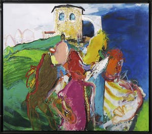 Martin van Dijk - Olie en acryl op doek, Umbrisch landschap - Ingelijst kopen? Bied vanaf 300!