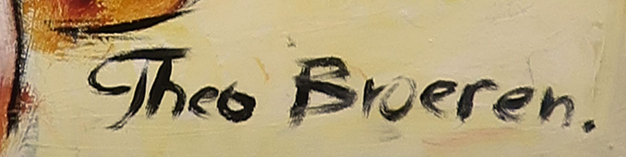 Theo Broeren - Acryl op doek, Dame met glas kopen? Bied vanaf 100!