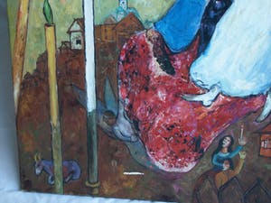 Niet of onleesbaar gesigneerd - (naar) Marc Chagall - Olieverf op doek, “Het bruidspaar” – Donkersloot Gallery kopen? Bied vanaf 1!