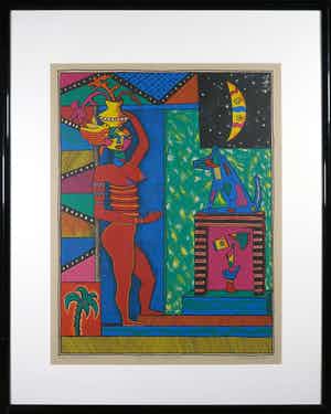 Cecile de Bruijn - Zeefdruk, Elle est la, n'est ce pas? - Ingelijst verkocht voor € 40!