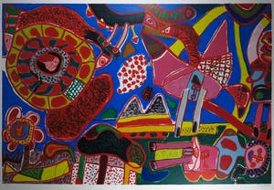 Corneille - Zeefdruk, Jardin des délices - Ingelijst (Zeer groot!) kopen? Bied vanaf 1000!