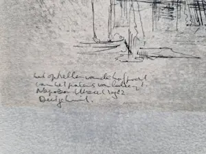 Dirkje Kuik - 1982 - gewassen inkt /aquarel tekening "paleis Lodewijk Napoleon Utrecht" gesign kopen? Bied vanaf 82!