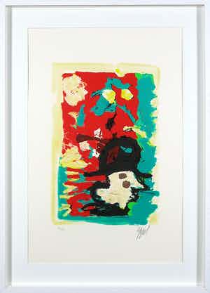 Karel Appel - Litho uit het portfolio Can we dance a landscape? - Ingelijst verkocht voor € 450!