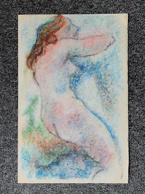 Charles thomas Nix - Grote jaren 50 pastelkrijt tekening "vrouwelijk naakt" gesigneerd kopen? Bied vanaf 31!