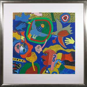 Corneille - Zeefdruk, Petite Musique du Printemps - Ingelijst (Groot) verkocht voor € 450!