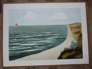 Hannes Postma - Aquarel: Surrealistisch zeegezicht - 1971 kopen? Bied vanaf 175!