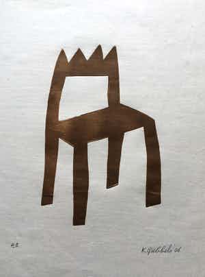 Klaas Gubbels - houtdruk 'Koningsstoel ’ - 2006 - oplage EA verkocht voor € 350!