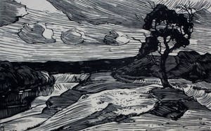 Han Krug - Houtsnede: Eenzame treurwilg - 1923 kopen? Bied vanaf 45!