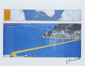 Christo - Offset, The Piers (inclusief stukje stof) - Ingelijst kopen? Bied vanaf 1!