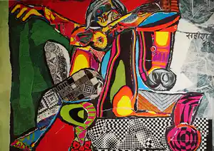 Niet of onleesbaar gesigneerd - Popart. Vrouw. verkocht voor € 1!