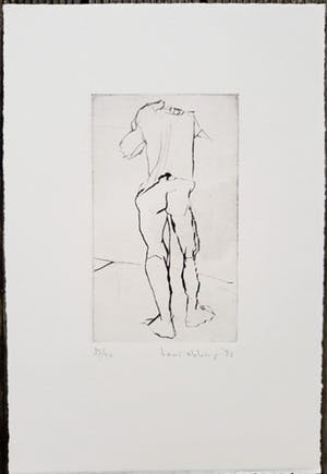 Hans Abbing - Staand naakt, droge naald ets kopen? Bied vanaf 45!