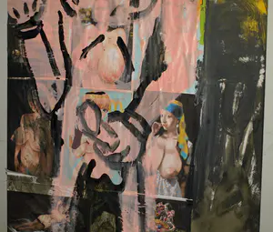 Peter Klashorst - Acrylverf en collage op doek – GROOT , 195 x 75 cm - 2021 kopen? Bied vanaf 1!