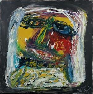 Martin van Wordragen - Olieverf op doek, Oma hoofd- Ingelijst kopen? Bied vanaf 1!