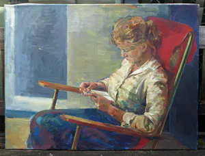 Niet of onleesbaar gesigneerd - Olieverf op doek , Leesvrouw , Lezende vrouw kopen? Bied vanaf 1!